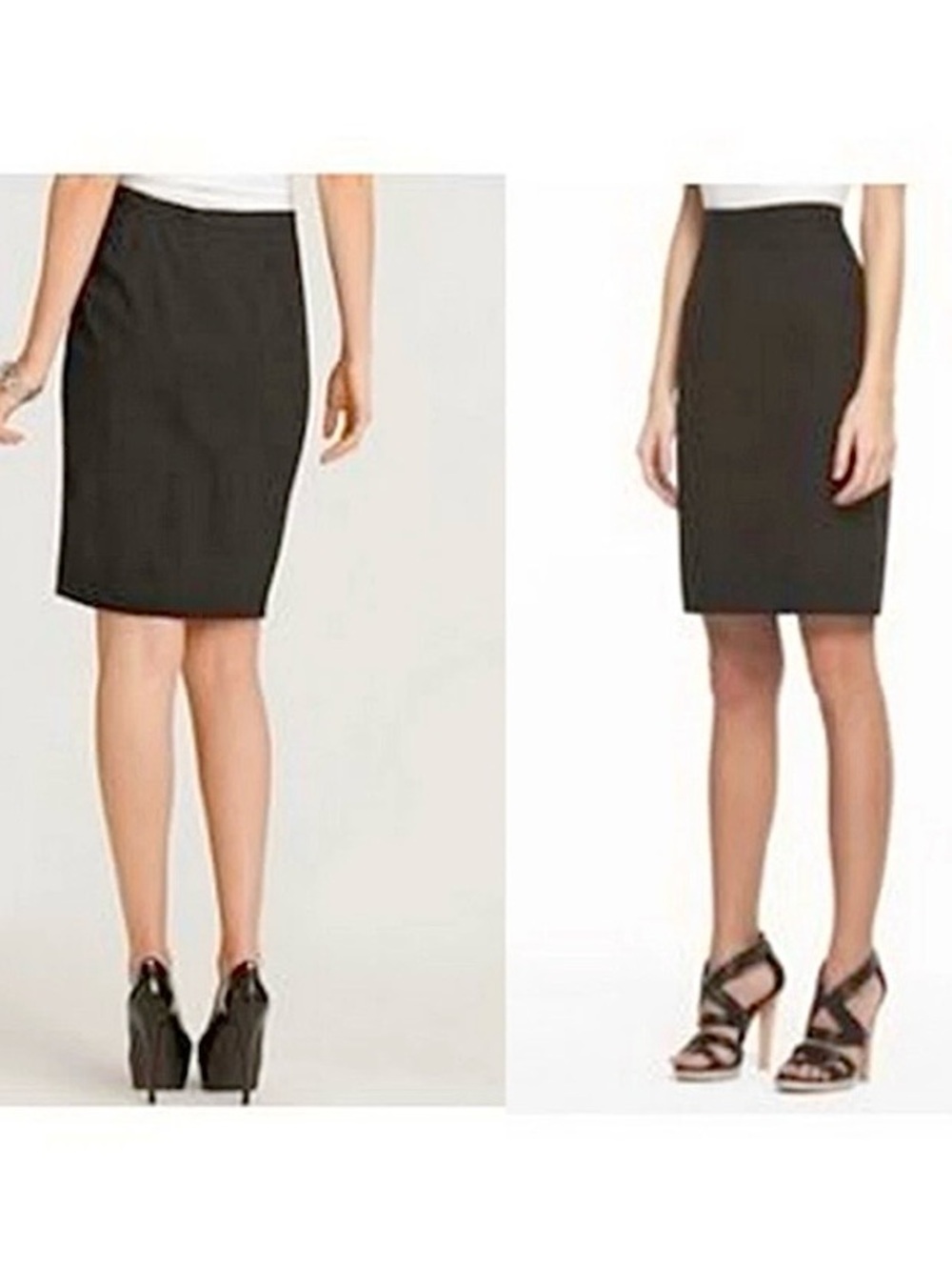 BCBGMaxazria Brown Wool Blend Tweed Tailored Pencil Skirt Career Office Size 0
